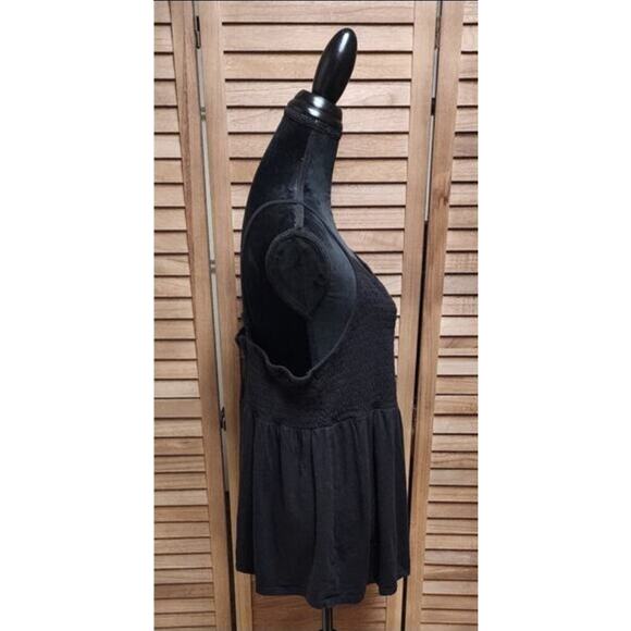 Torrid 3 Black Smocked Babydoll Tank Top Plus Size 3X Women's Sleeveless Blouse - Picture 3 of 7